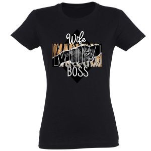 Vicces Pólók - Női Póló - Wife Mom Boss - Ajándék Nőknek - Ajándék Anyáknak