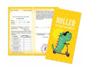 Vicces Bizonyítvány - Roller vezetői engedély Bizonyítvány - Vicces Ajándék - Ajándék Rolleresnek